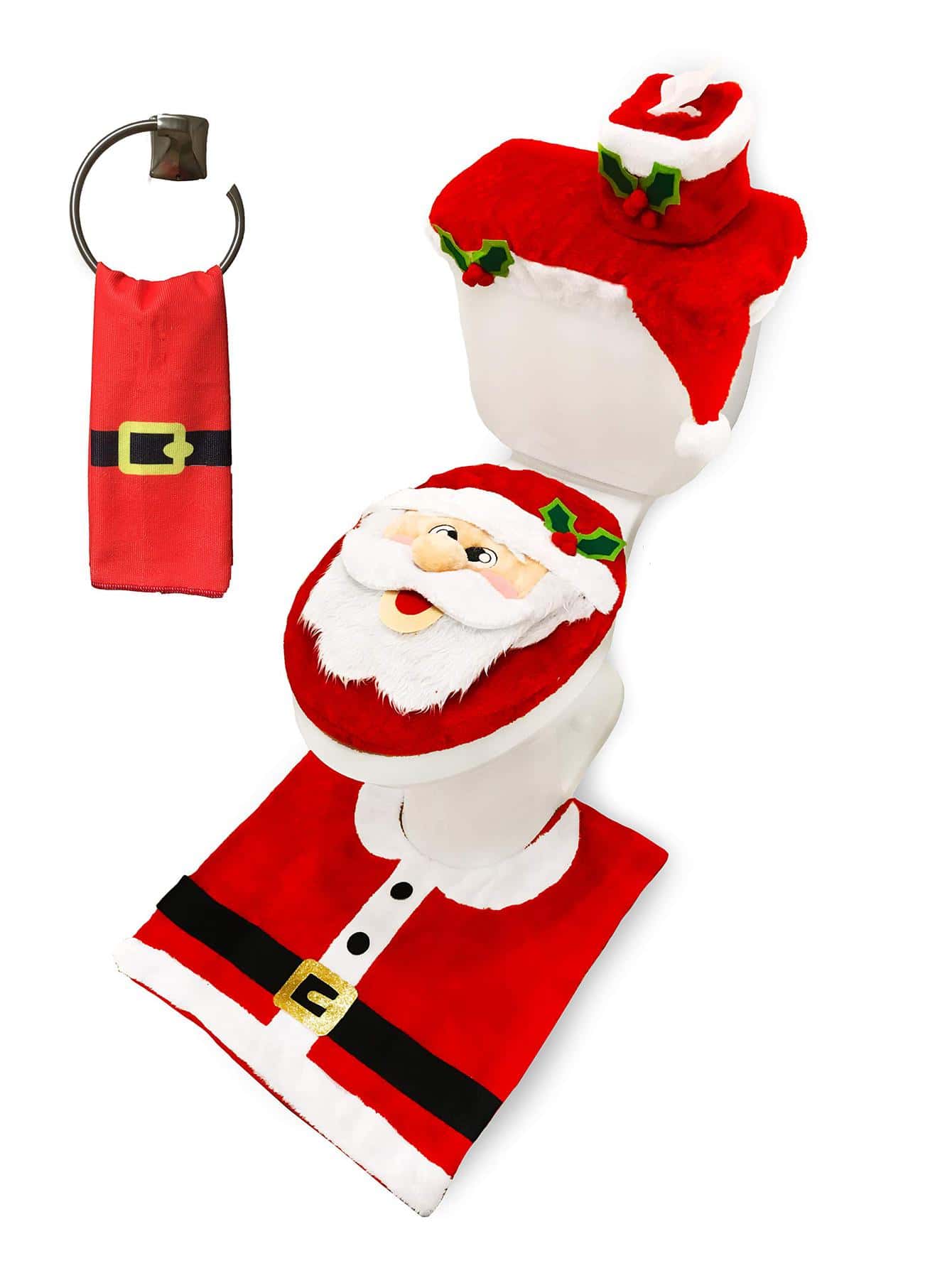 JOYIN 5 Pieces Christmas Theme Bathroom Decoration Set