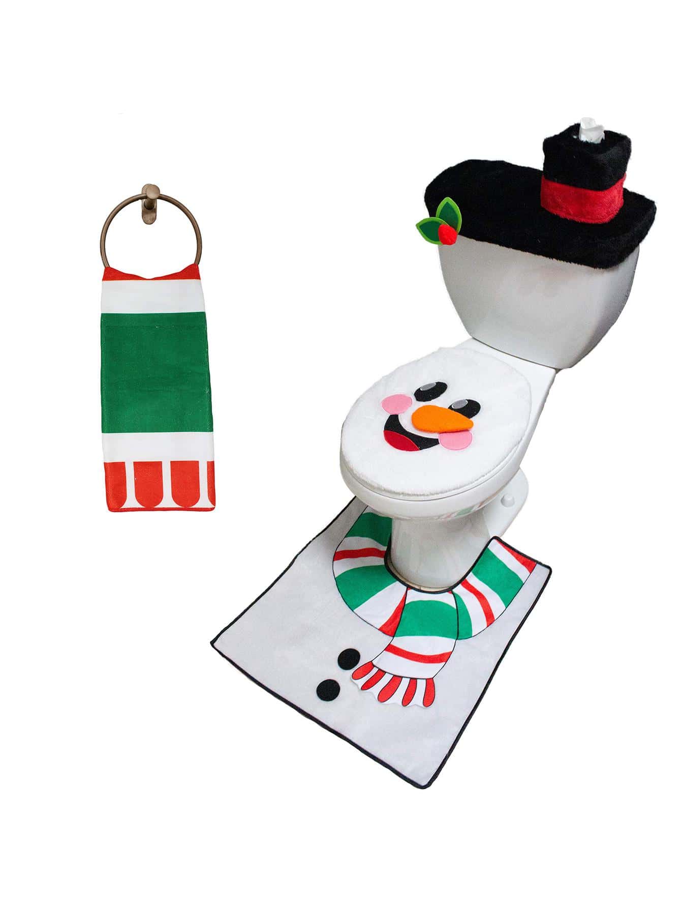 JOYIN 5 Pieces Christmas Theme Bathroom Decoration Set