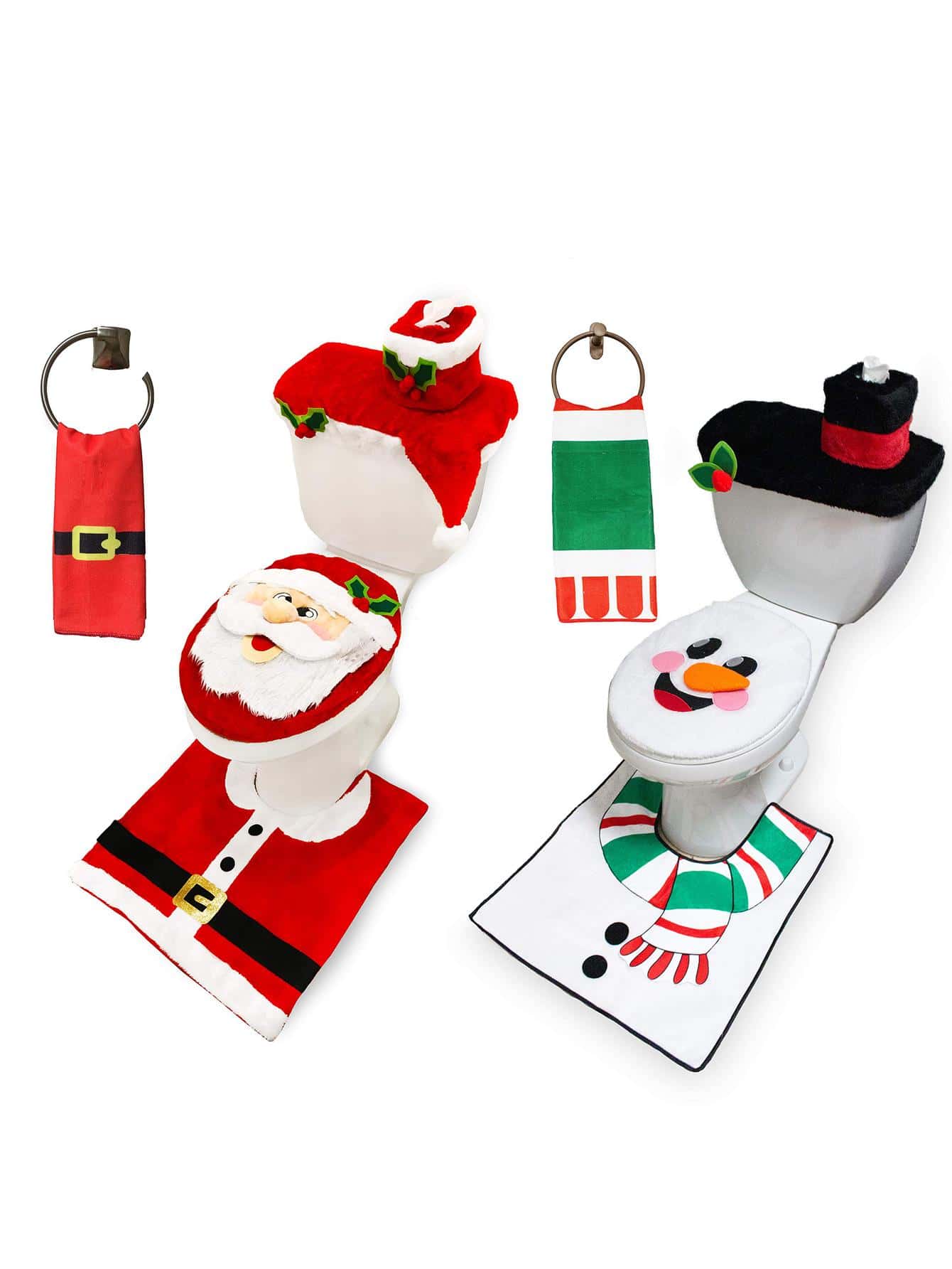 JOYIN 5 Pieces Christmas Theme Bathroom Decoration Set