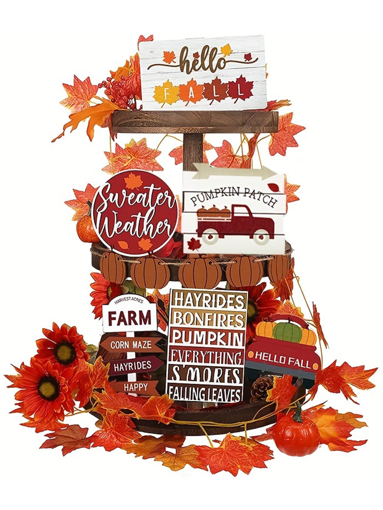 7pcs Thanksgiving / Fall Decoration Set - Rustic Farmhouse Decor