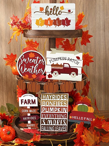 7pcs Thanksgiving / Fall Decoration Set - Rustic Farmhouse Decor