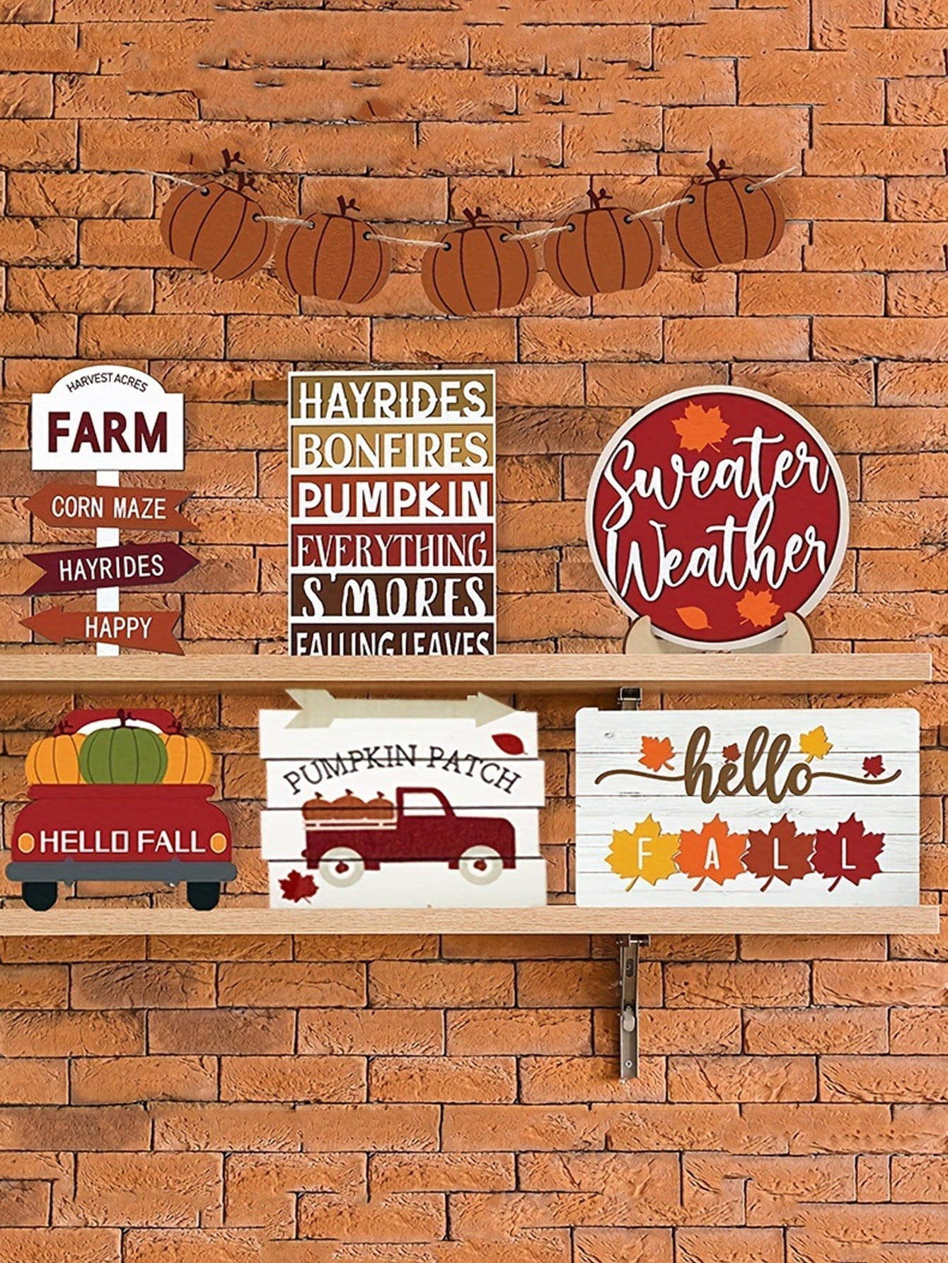 7pcs Thanksgiving / Fall Decoration Set - Rustic Farmhouse Decor