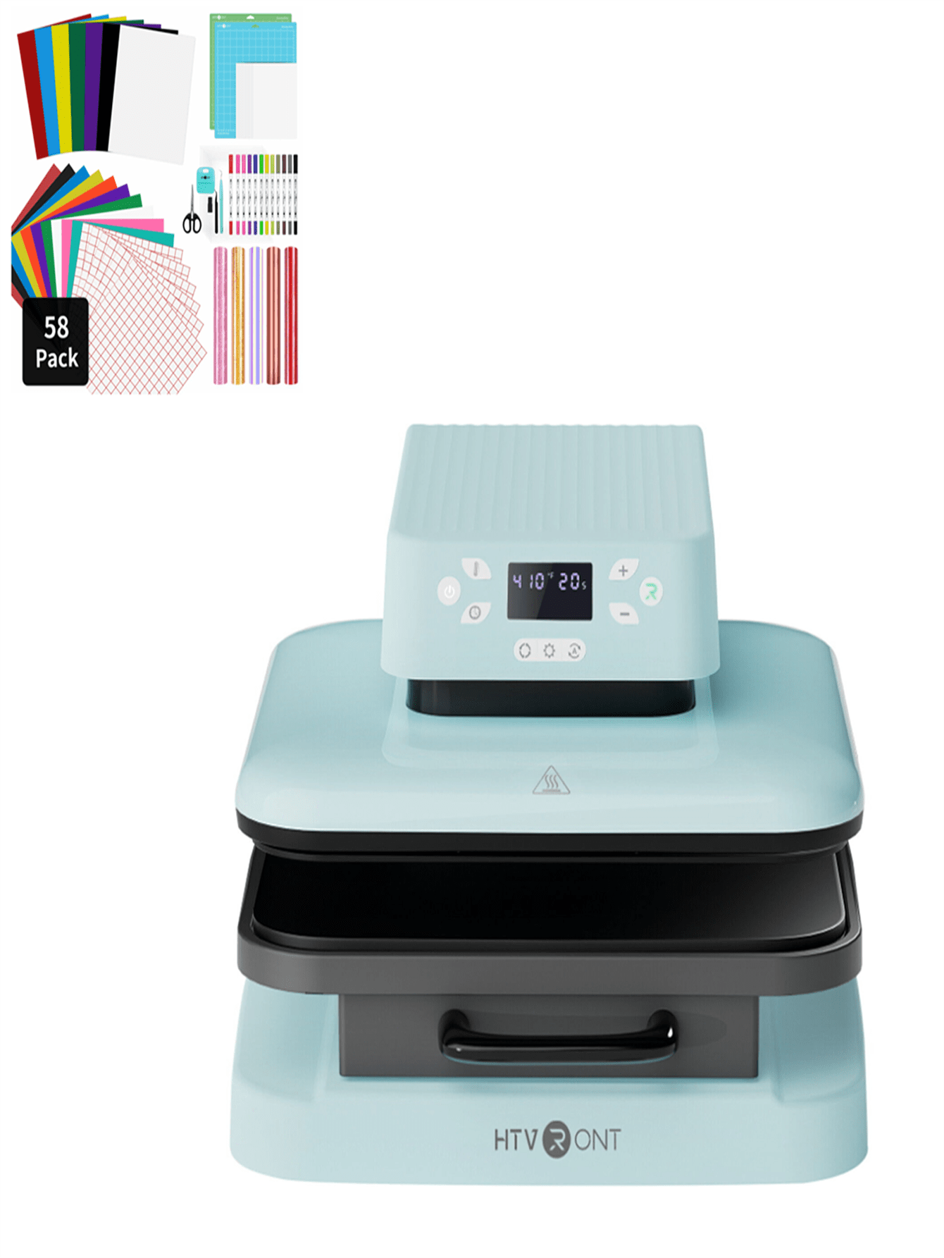 HTVRONT Automatic Heat Press High Pressure Machine 38 X 38cm Sublimation T-shirt Print with 58pcs Tools and Accessories kit