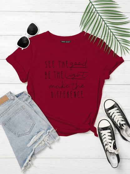 Essnce Slogan Graphic Round Neck Tee