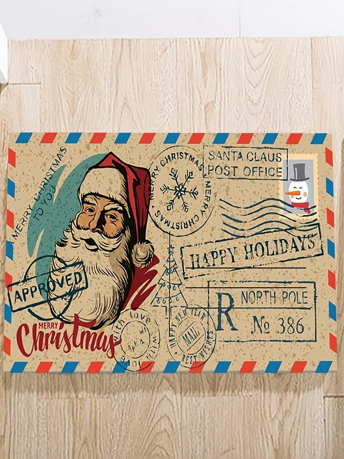 1pc Christmas Santa Claus Envelope Shaped Doormat - no slip Rug