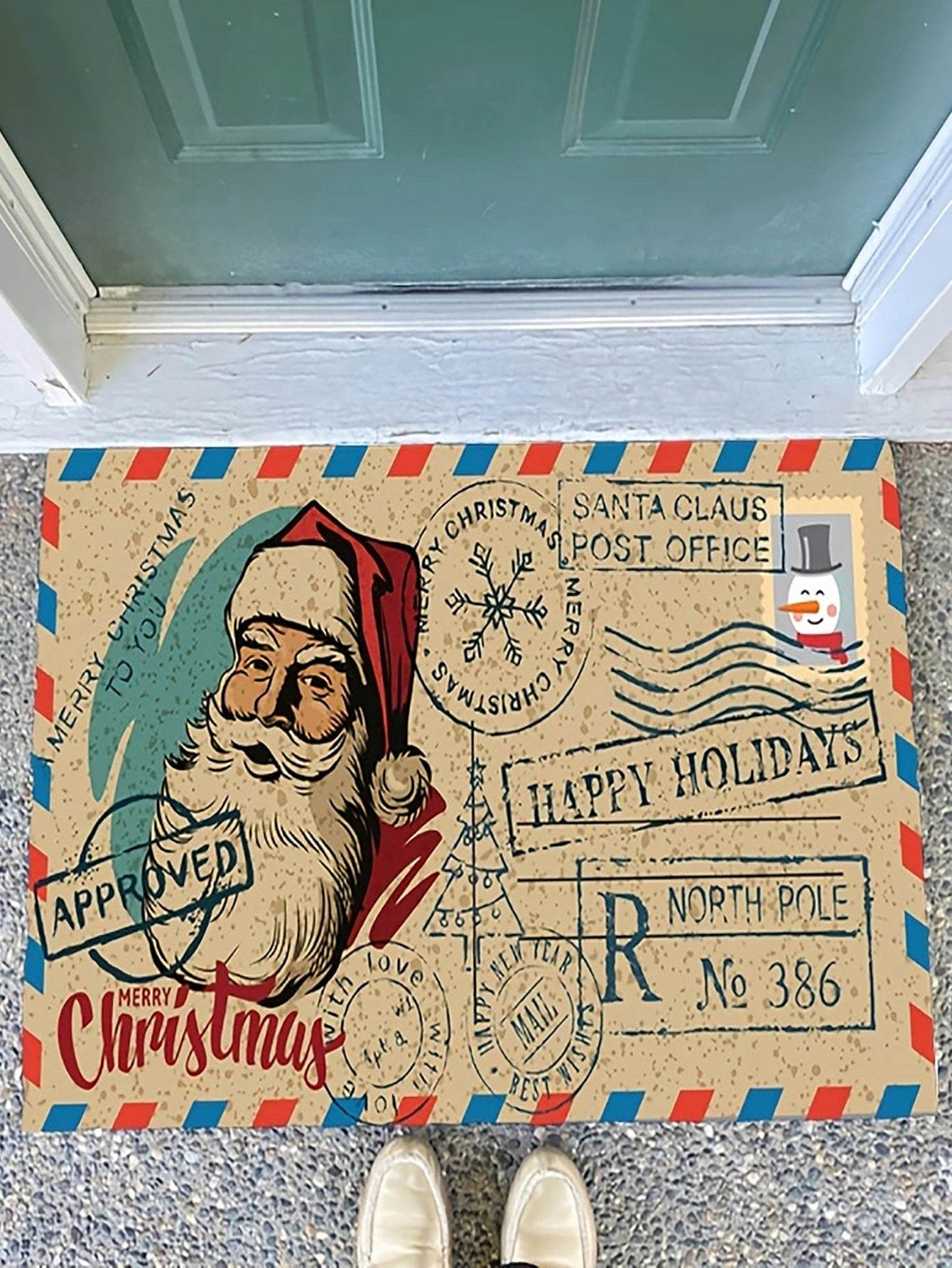 1pc Christmas Santa Claus Envelope Shaped Doormat - no slip Rug