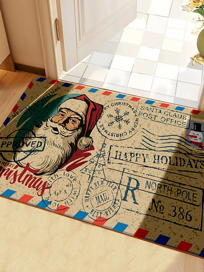 1pc Christmas Santa Claus Envelope Shaped Doormat - no slip Rug