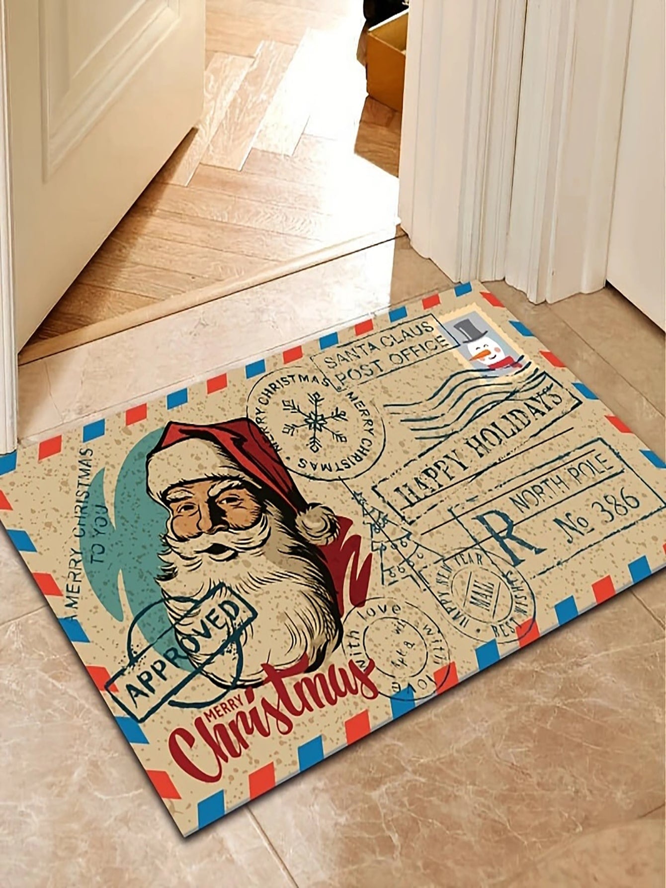 1pc Christmas Santa Claus Envelope Shaped Doormat - no slip Rug