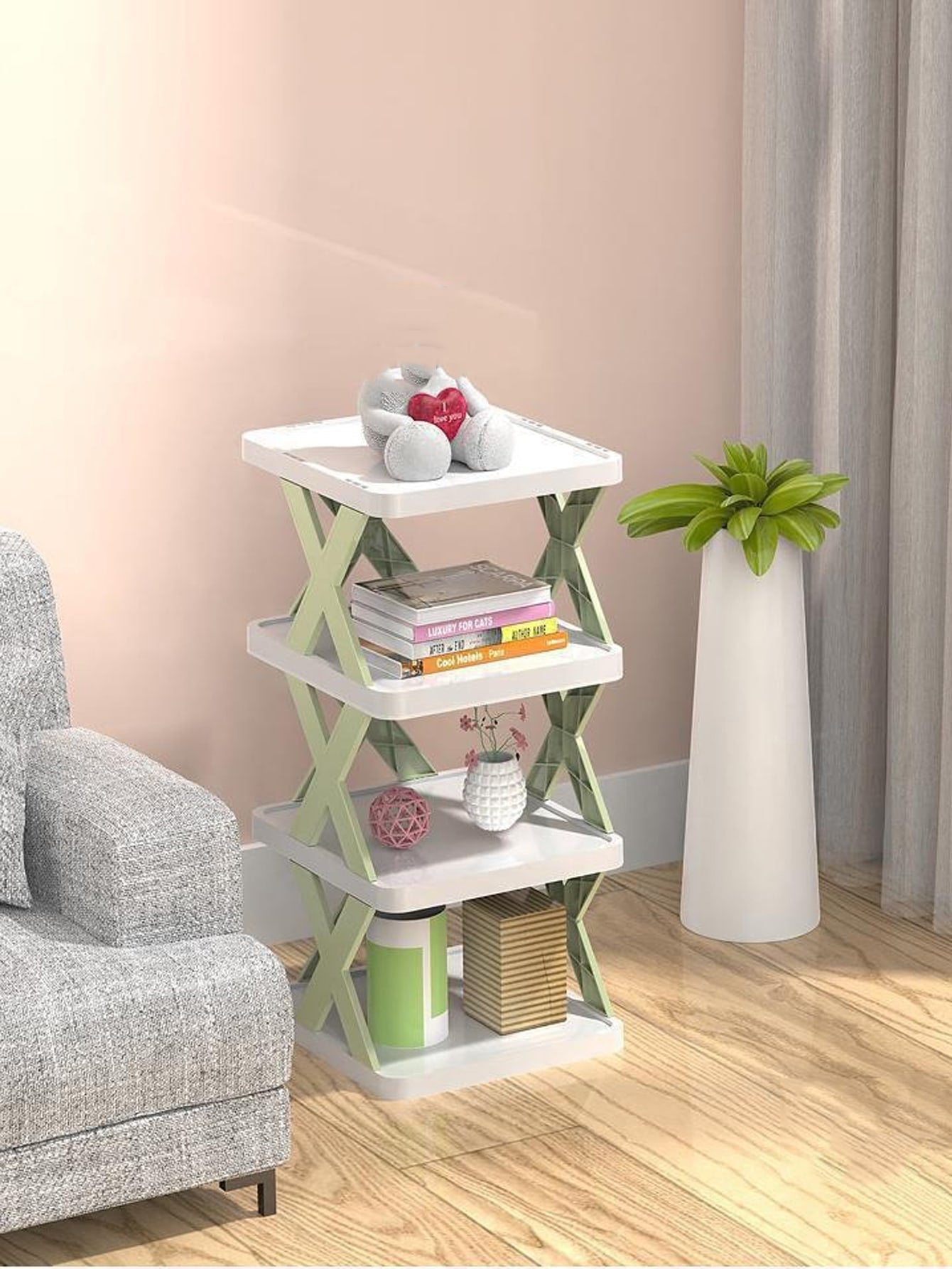 1pc Foldable Shoe Organizer With 2 Tiers