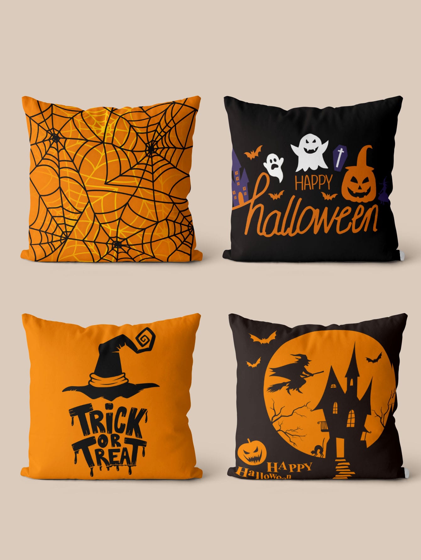 4pcs set Halloween Pillow Covers -18 X 18 Inch