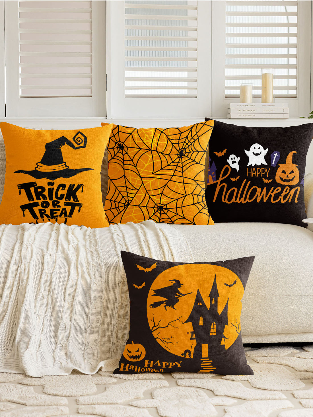 4pcs set Halloween Pillow Covers -18 X 18 Inch