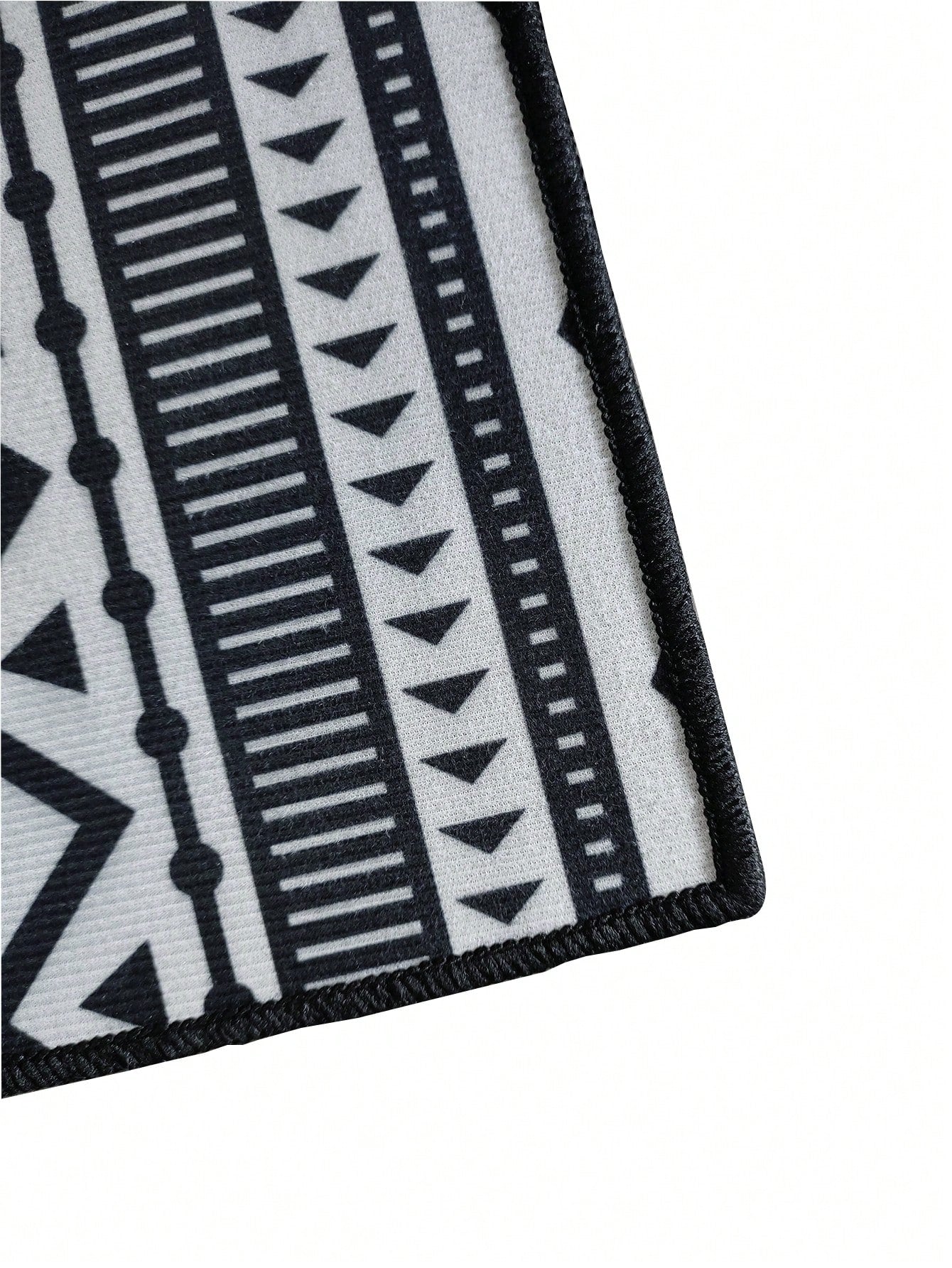 1pc Bohemian Style Geometric Print Kitchen Mat Black White Rectangle Area Rug