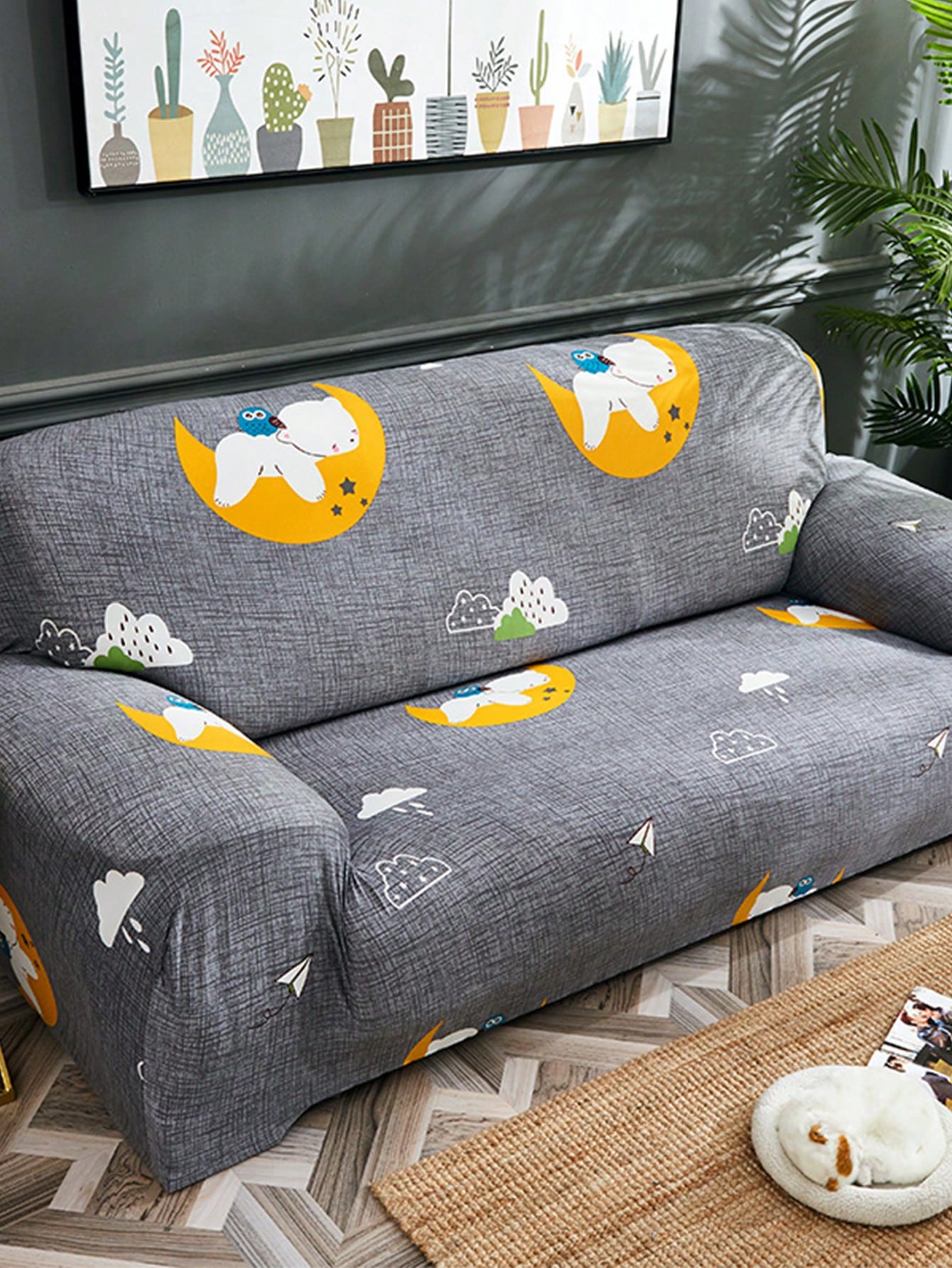 1pc Stretchy Fabric Decorative Sofa Cover - Universal