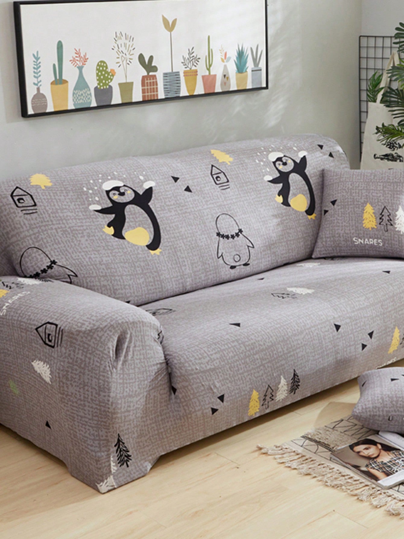 1pc Stretchy Fabric Decorative Sofa Cover - Universal