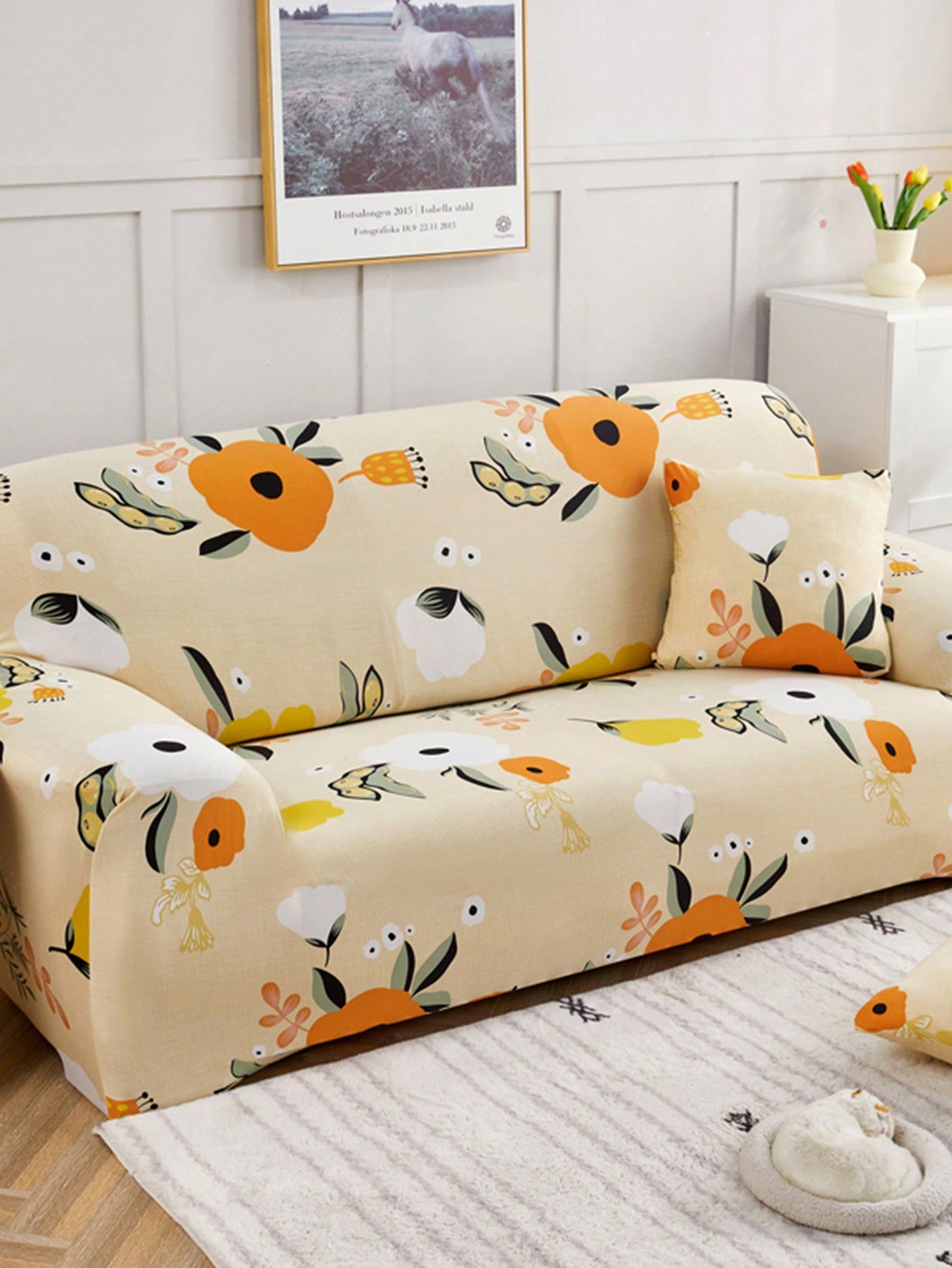 1pc Stretchy Fabric Decorative Sofa Cover - Universal