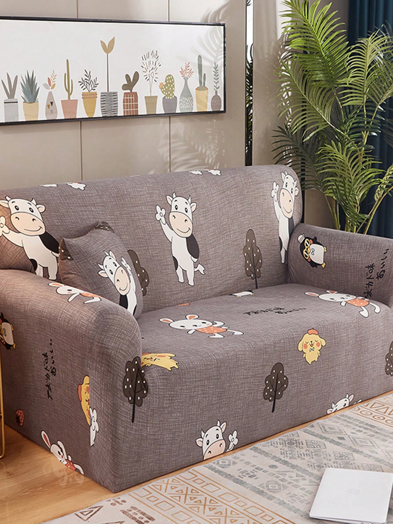 1pc Stretchy Fabric Decorative Sofa Cover - Universal