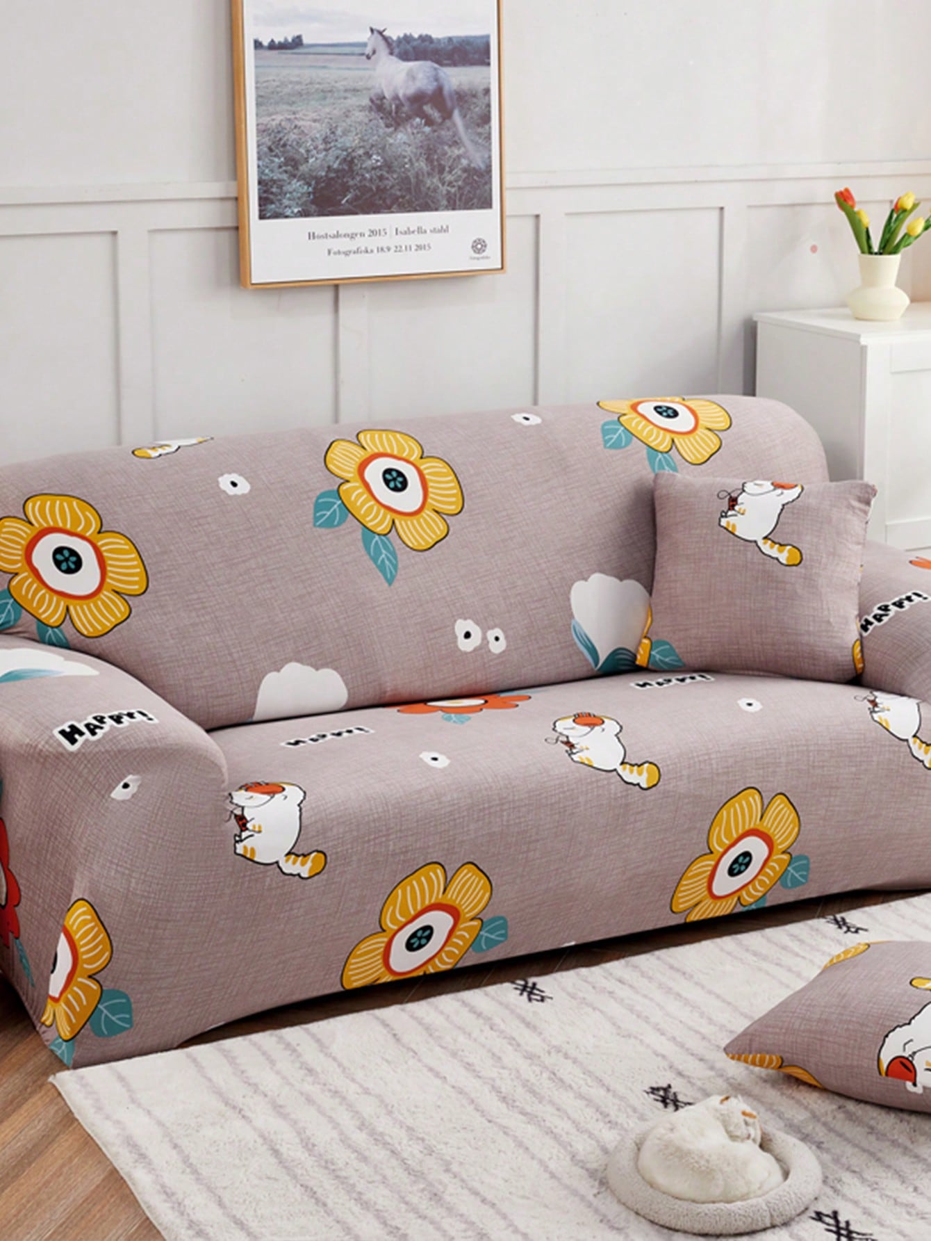 1pc Stretchy Fabric Decorative Sofa Cover - Universal