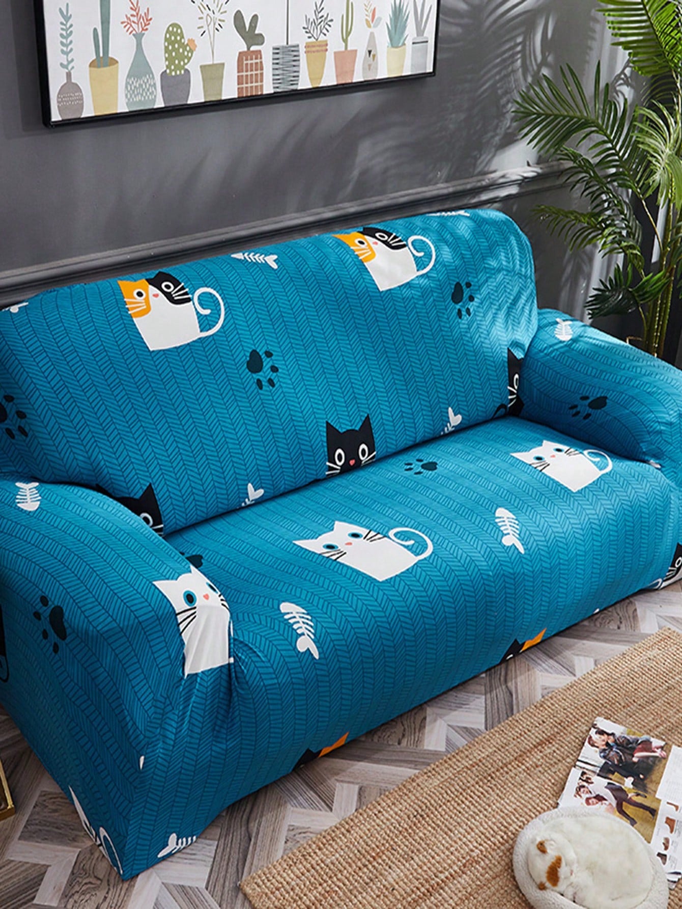 1pc Stretchy Fabric Decorative Sofa Cover - Universal