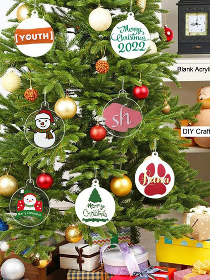 5/10pcs Blank Acrylic Christmas Ornaments, 2.95in 2023, Transparent Unfinished Round Acrylic Christmas Decorations For the Diy&