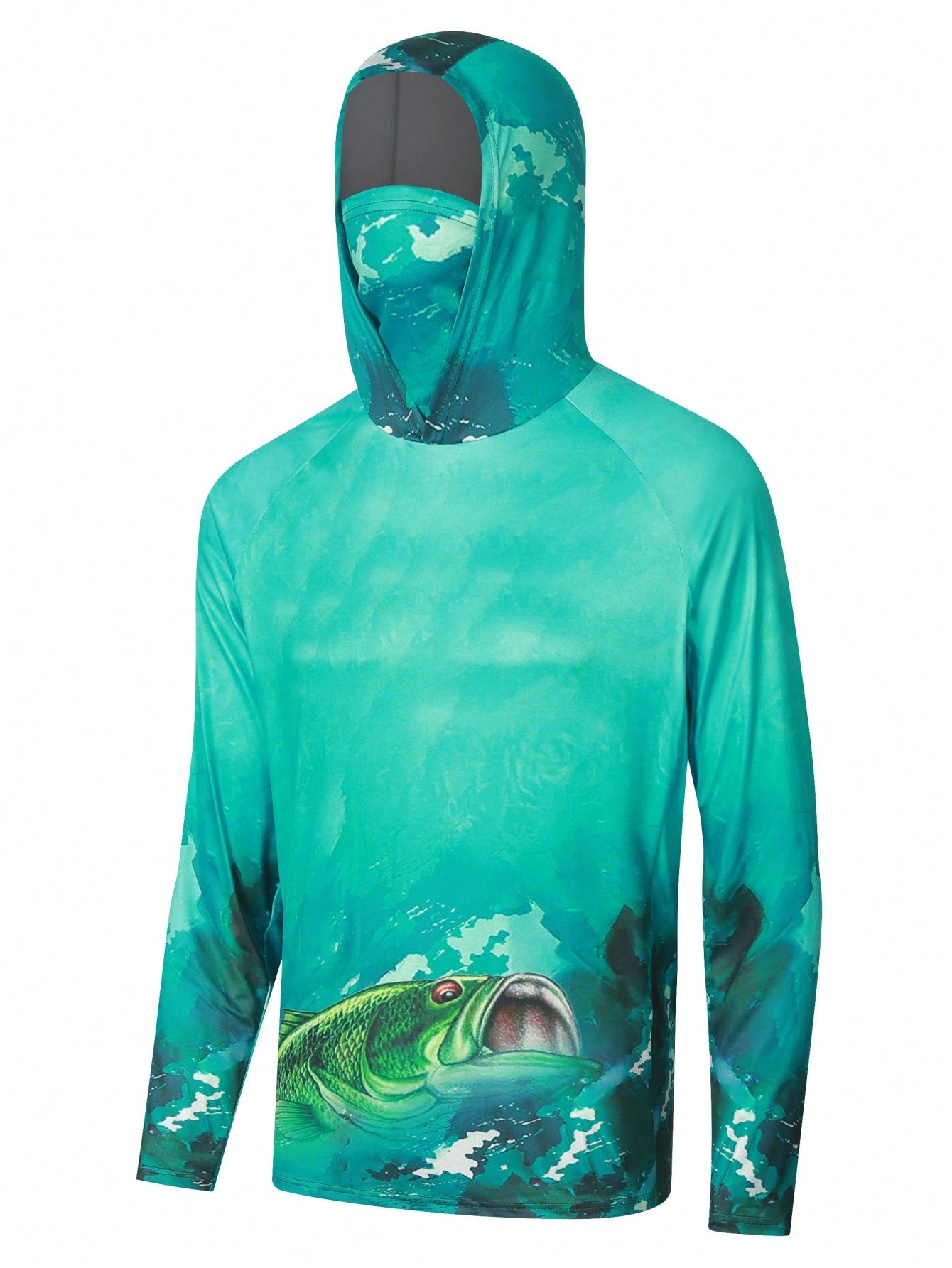 1pc Printed Fishing Jacket With Detachable Face Mask And Hat For Men (not custom made)