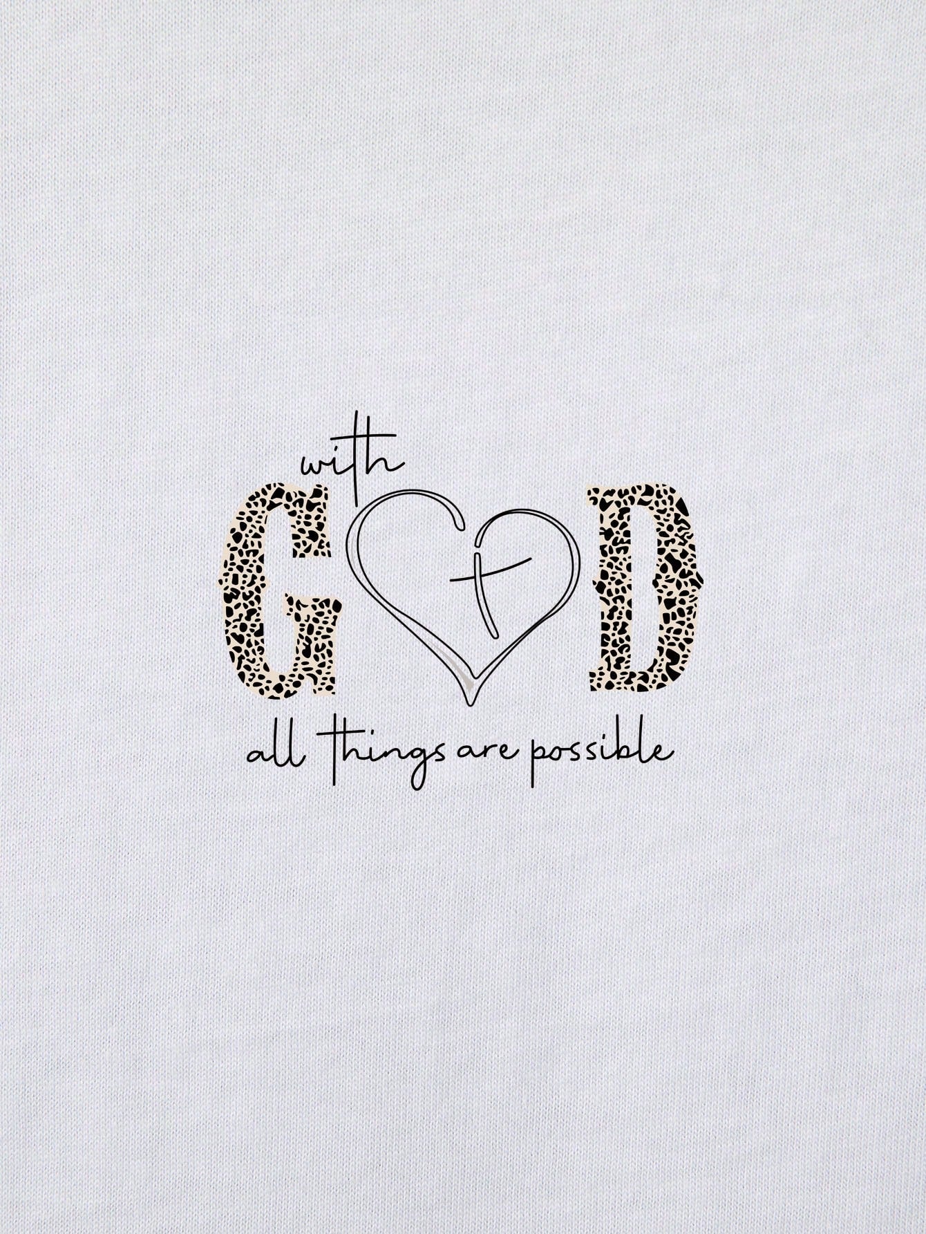 LUNE Heart &amp; Slogan Graphic Tee - &quot;With God all things are possible&quot; (not custom made)