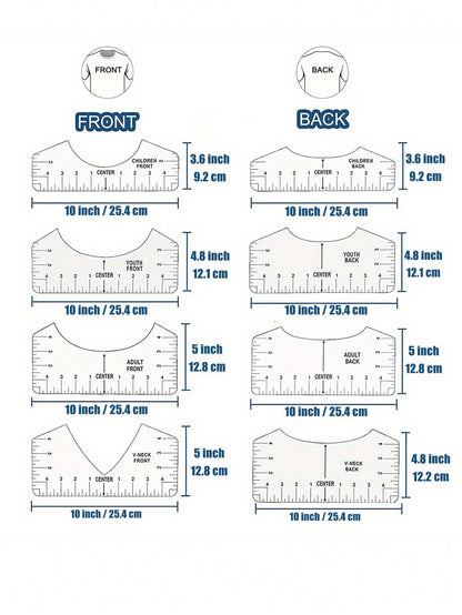 8Pcs/Set T-shirt Ruler Guide Vinyl Alignment Tool, T Shirt Centering Alignment Ruler, DIY Sewing Accessories, T-shirt Ruler Guide For Vinyl Alignment, Craft Sewing Supplies Accessories Tools For Heat Press HTV Heat Transfer Vinyl