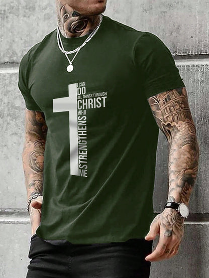 Men Slogan Graphic Tee: &quot;I can do all things through Christ who strengthens me&quot; (not custom made)