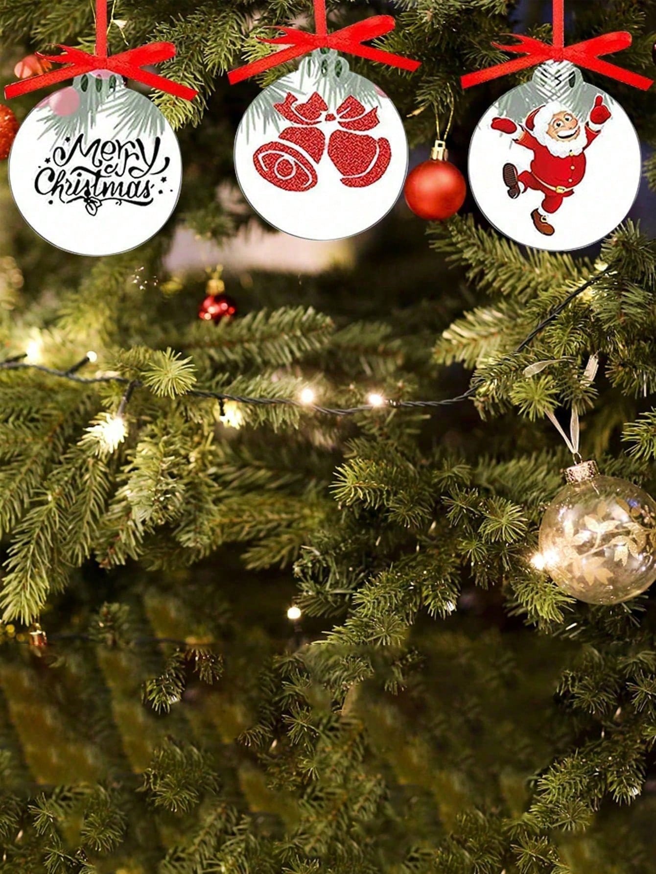 5/10pcs Blank Acrylic Christmas Ornaments, 2.95in 2023, Transparent Unfinished Round Acrylic Christmas Decorations For the Diy&