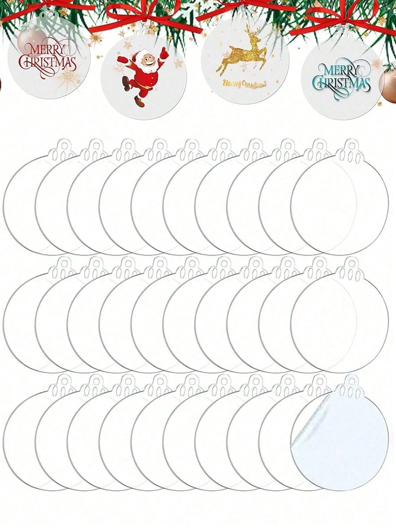 5/10pcs Blank Acrylic Christmas Ornaments, 2.95in 2023, Transparent Unfinished Round Acrylic Christmas Decorations For the Diy&